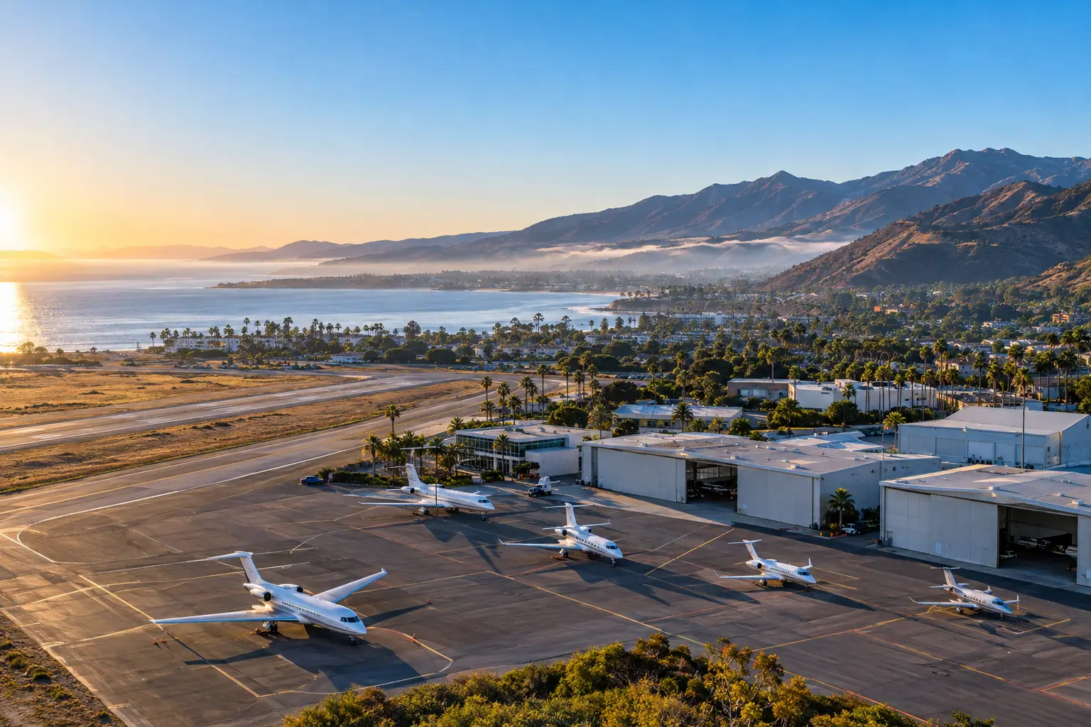 Business aviation ramp near Los Angeles