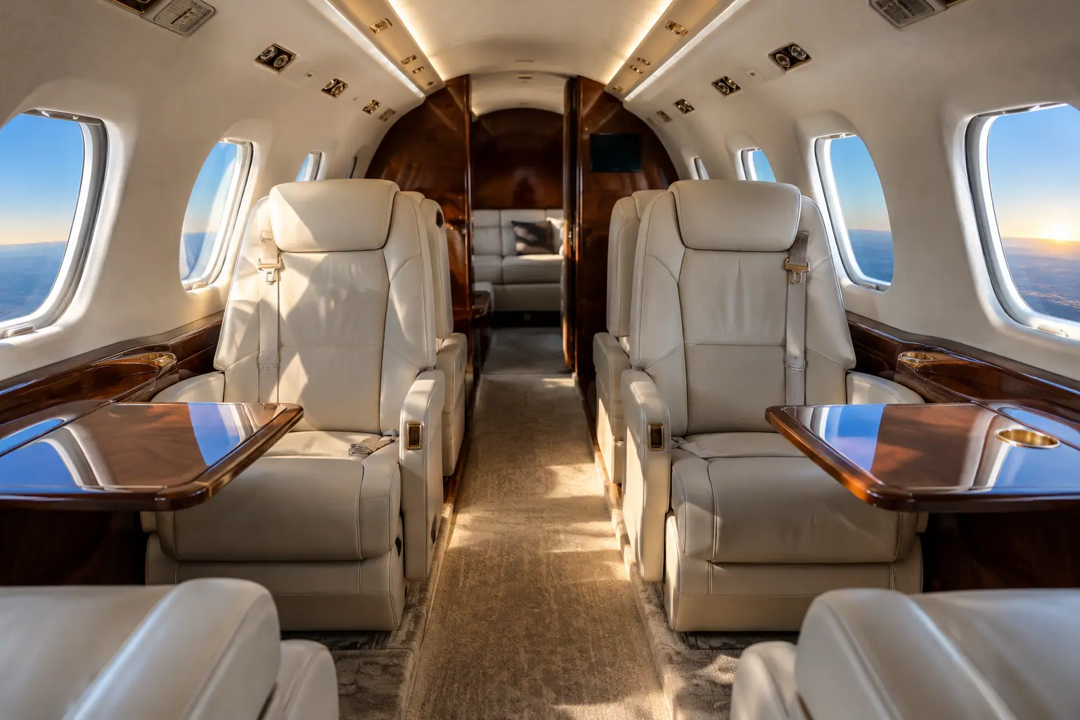 Midsize jet cabin interior