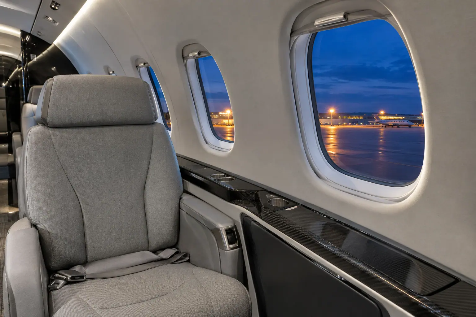 Super-midsize jet cabin interior
